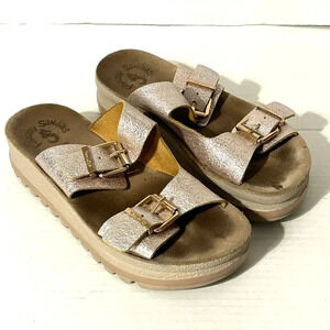 Reef Fantasy Sandals Melanie Flatforms Rose Two Strap Slide Size 37 US 6.5